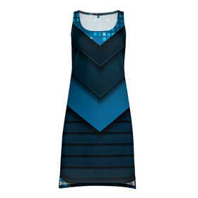 Платье-майка 3D с принтом 3D luxury blue abstract в Курске, 100% полиэстер | полуприлегающий силуэт, широкие бретели, круглый вырез горловины, удлиненный подол сзади. | luxury | versace | vip | абстракция | версаче | вип | паттерн | роскошь | текстуры