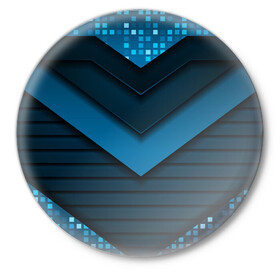 Значок с принтом 3D luxury blue abstract в Курске,  металл | круглая форма, металлическая застежка в виде булавки | luxury | versace | vip | абстракция | версаче | вип | паттерн | роскошь | текстуры