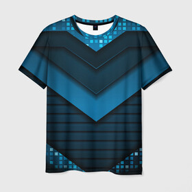 Мужская футболка 3D с принтом 3D luxury blue abstract в Курске, 100% полиэфир | прямой крой, круглый вырез горловины, длина до линии бедер | luxury | versace | vip | абстракция | версаче | вип | паттерн | роскошь | текстуры