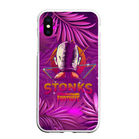 Чехол для iPhone XS Max матовый с принтом Fortnite Neon Stonks Meme в Курске, Силикон | Область печати: задняя сторона чехла, без боковых панелей | 1 апреля | bald | businessman | game | gamer | meme man | retrowave | stocks | stonks skin | бизнесмем | бизнесмен | закат | игра | инвестируй | лысый | мем | неон | неоновая графика | неоновые джунгли | покупай | продавай | ретровейв