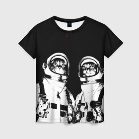 Женская футболка 3D с принтом Коты Космонавты в Курске, 100% полиэфир ( синтетическое хлопкоподобное полотно) | прямой крой, круглый вырез горловины, длина до линии бедер | 12 | 1961 | astronaut | cat | gagarin | mars | nasa | space | spacex | sssr | yuri | апрель | астронавт | гагарин | день | земля | космонавт | космонавтика | космос | кот | коты | кошка | лазер | луна | марс | наса | планета | поехали | полё