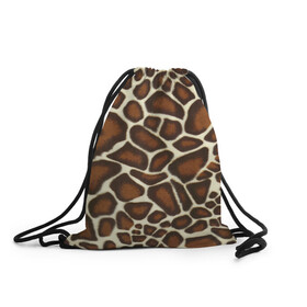 Рюкзак-мешок 3D с принтом Жираф в Курске, 100% полиэстер | плотность ткани — 200 г/м2, размер — 35 х 45 см; лямки — толстые шнурки, застежка на шнуровке, без карманов и подкладки | Тематика изображения на принте: giraffe | животное | жираф | пятна | текстура