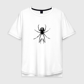 Мужская футболка хлопок Oversize с принтом Черный Паук в Курске, 100% хлопок | свободный крой, круглый ворот, “спинка” длиннее передней части | минимализм | молния | насекомое | паук | рисунок | черный паук