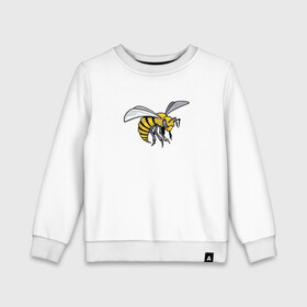 Детский свитшот хлопок с принтом Грозная Пчела в Курске, 100% хлопок | круглый вырез горловины, эластичные манжеты, пояс и воротник | грозная пчела | злая пчела | насекомое | пчела | пчела воин | рисунок