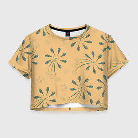 Женская футболка Crop-top 3D с принтом пестики тычинки в Курске, 100% полиэстер | круглая горловина, длина футболки до линии талии, рукава с отворотами | лето | одуванчик | паттерн | пестики | тычинки | узор