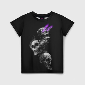 Детская футболка 3D с принтом Soul Skull в Курске, 100% гипоаллергенный полиэфир | прямой крой, круглый вырез горловины, длина до линии бедер, чуть спущенное плечо, ткань немного тянется | death | skelet | skeleton | skulls | souls | душа | души | скелет | скелетон | черепа | черепушка