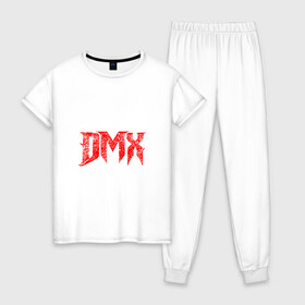 Женская пижама хлопок с принтом Рэпер DMX | логотип logo в Курске, 100% хлопок | брюки и футболка прямого кроя, без карманов, на брюках мягкая резинка на поясе и по низу штанин | dmx | hip | hip hop | hop | music | rap | бультерьер | бурбуль | дмикс | дог | питбули | питбуль | реп | ротвейлер | рэп | собаки | хип хоп | черно белая фотография