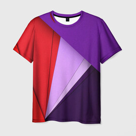 Мужская футболка 3D с принтом ORIGAMI в Курске, 100% полиэфир | прямой крой, круглый вырез горловины, длина до линии бедер | origami | геометрия | красный | линии | сиреневый | треугольники