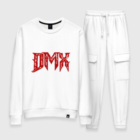 Женский костюм хлопок с принтом DMX - Red & White в Курске, 100% хлопок | на свитшоте круглая горловина, мягкая резинка по низу. Брюки заужены к низу, на них два вида карманов: два 