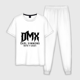 Мужская пижама хлопок с принтом DMX King в Курске, 100% хлопок | брюки и футболка прямого кроя, без карманов, на брюках мягкая резинка на поясе и по низу штанин
 | Тематика изображения на принте: dmx | dog | earl simmons | hip hop | music | new york | rap | rapper | rip | ruff ryders | диэмикс | музыка | нью йорк | пёс | рэп | рэпер | хипхоп | эрл симмонс