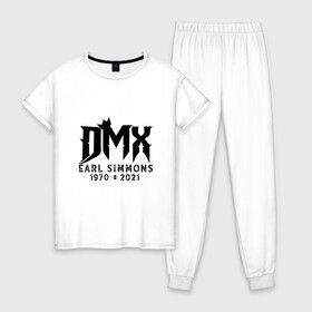 Женская пижама хлопок с принтом DMX King в Курске, 100% хлопок | брюки и футболка прямого кроя, без карманов, на брюках мягкая резинка на поясе и по низу штанин | dmx | dog | earl simmons | hip hop | music | new york | rap | rapper | rip | ruff ryders | диэмикс | музыка | нью йорк | пёс | рэп | рэпер | хипхоп | эрл симмонс