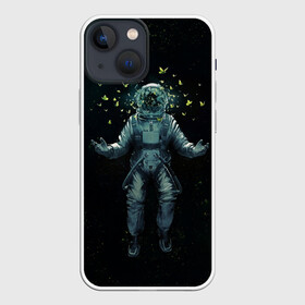 Чехол для iPhone 13 mini с принтом Космонавт и бабочки в Курске,  |  | Тематика изображения на принте: бабочки | космонавт | космонавтика | космос | скафандр