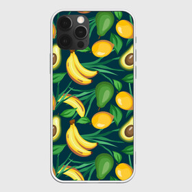 Чехол для iPhone 12 Pro с принтом Фрукты в Курске, силикон | область печати: задняя сторона чехла, без боковых панелей | avokado | авокадо | бананы | лимоны | фрукты