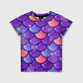 Детская футболка 3D с принтом Цветная чешуя в Курске, 100% гипоаллергенный полиэфир | прямой крой, круглый вырез горловины, длина до линии бедер, чуть спущенное плечо, ткань немного тянется | рыбья кожа | текстура | цветная чешуя | цветные чешуйки | чешуя