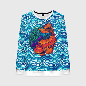 Женский свитшот 3D с принтом Fishing planet Огненная рыба в Курске, 100% полиэстер с мягким внутренним слоем | круглый вырез горловины, мягкая резинка на манжетах и поясе, свободная посадка по фигуре | fishing planet | волны | море | огненная рыба | река | рыба | рыбак | рыбалка | рыбка