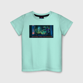 Детская футболка хлопок с принтом Кибер в Курске, 100% хлопок | круглый вырез горловины, полуприлегающий силуэт, длина до линии бедер | девушка | киберпанк | неоновый город | окно | фантастика | футуризм