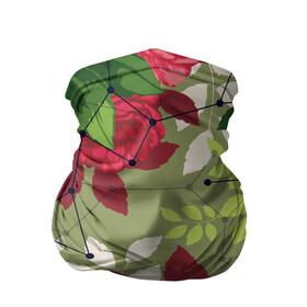 Бандана-труба 3D с принтом neuro flower в Курске, 100% полиэстер, ткань с особыми свойствами — Activecool | плотность 150‒180 г/м2; хорошо тянется, но сохраняет форму | green | листья | нейро сеть | паутина | природа | цветы