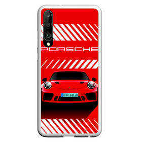 Чехол для Honor P30 с принтом PORSCHE / ПОРШЕ / RED STYLE в Курске, Силикон | Область печати: задняя сторона чехла, без боковых панелей | 911 | auto | carrera | cayenne | macan | porsche | sportcar | taycan | автомобиль | градиент. | каен | карера | красный | макан | полосы | порш | порше | спорт | спорткар | тайкан