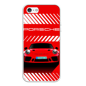 Чехол для iPhone 5/5S матовый с принтом PORSCHE / ПОРШЕ / RED STYLE в Курске, Силикон | Область печати: задняя сторона чехла, без боковых панелей | 911 | auto | carrera | cayenne | macan | porsche | sportcar | taycan | автомобиль | градиент. | каен | карера | красный | макан | полосы | порш | порше | спорт | спорткар | тайкан