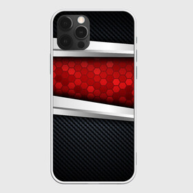 Чехол для iPhone 12 Pro с принтом 3D Красные соты металлические в Курске, силикон | область печати: задняя сторона чехла, без боковых панелей | Тематика изображения на принте: luxury | versace | vip | абстракция | версаче | вип | паттерн | роскошь | текстуры