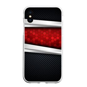 Чехол для iPhone XS Max матовый с принтом 3D Красные соты металлические в Курске, Силикон | Область печати: задняя сторона чехла, без боковых панелей | luxury | versace | vip | абстракция | версаче | вип | паттерн | роскошь | текстуры
