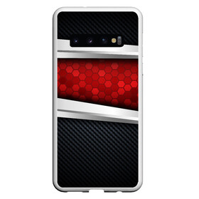 Чехол для Samsung Galaxy S10 с принтом 3D Красные соты металлические в Курске, Силикон | Область печати: задняя сторона чехла, без боковых панелей | Тематика изображения на принте: luxury | versace | vip | абстракция | версаче | вип | паттерн | роскошь | текстуры