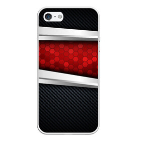 Чехол для iPhone 5/5S матовый с принтом 3D Красные соты металлические в Курске, Силикон | Область печати: задняя сторона чехла, без боковых панелей | luxury | versace | vip | абстракция | версаче | вип | паттерн | роскошь | текстуры