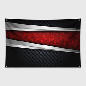 Флаг-баннер с принтом 3D Красные соты металлические в Курске, 100% полиэстер | размер 67 х 109 см, плотность ткани — 95 г/м2; по краям флага есть четыре люверса для крепления | luxury | versace | vip | абстракция | версаче | вип | паттерн | роскошь | текстуры