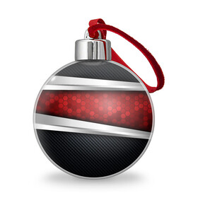 Ёлочный шар с принтом 3D Красные соты металлические в Курске, Пластик | Диаметр: 77 мм | luxury | versace | vip | абстракция | версаче | вип | паттерн | роскошь | текстуры