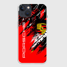 Чехол для iPhone 13 с принтом PORSCHE   ПОРШЕ   ГРАНЖ в Курске,  |  | 911 | auto | carrera | cayenne | grunge | macan | porsche | sportcar | taycan | автомобиль | гранж | каен | карера | красный. | макан | порш | порше | спорт | спорткар | тайкан | царапины