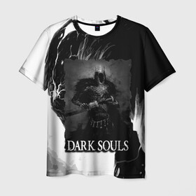 Мужская футболка 3D с принтом DARKSOULS | ТЁМНЫЙ РЫЦАРЬ в Курске, 100% полиэфир | прямой крой, круглый вырез горловины, длина до линии бедер | Тематика изображения на принте: dark souls | darksouls | tegunvte | демоны | рыцарь | средневековье | темные души