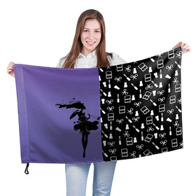 Флаг 3D с принтом Косметичка в Курске, 100% полиэстер | плотность ткани — 95 г/м2, размер — 67 х 109 см. Принт наносится с одной стороны | визажистам | девушка. тушь | ножницы | помада | тени