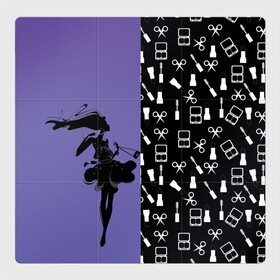 Магнитный плакат 3Х3 с принтом Косметичка в Курске, Полимерный материал с магнитным слоем | 9 деталей размером 9*9 см | визажистам | девушка. тушь | ножницы | помада | тени