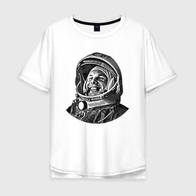Мужская футболка хлопок Oversize с принтом Поехали Ю.Г. в Курске, 100% хлопок | свободный крой, круглый ворот, “спинка” длиннее передней части | moon | арт | гагарин | день космонавтики | звезды | космонавт | космос | лого | луна | небо | планеты