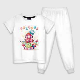 Детская пижама хлопок с принтом Друзья в Курске, 100% хлопок |  брюки и футболка прямого кроя, без карманов, на брюках мягкая резинка на поясе и по низу штанин
 | арт | графика | друзья | животные | звери