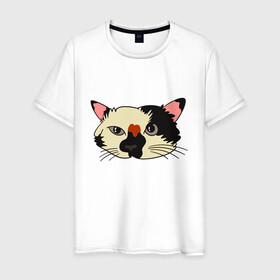 Мужская футболка хлопок с принтом Милая мордочка сердитого кота в Курске, 100% хлопок | прямой крой, круглый вырез горловины, длина до линии бедер, слегка спущенное плечо. | art | cat | cat face | cats | cute | grumpy | home | kawaii | kitten | kitty | pussycat | арт | кавайи | котейка | котёнок | котик | котяра | кошечка | кошка | лицо | милота | моська | рисунок | смешные животные | сны | сон | устав