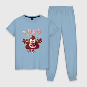 Женская пижама хлопок с принтом Turd в Курске, 100% хлопок | брюки и футболка прямого кроя, без карманов, на брюках мягкая резинка на поясе и по низу штанин | анимация | арт | графика | кучка | мультяшки