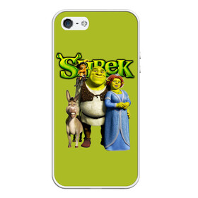 Чехол для iPhone 5/5S матовый с принтом Шрек Shrek в Курске, Силикон | Область печати: задняя сторона чехла, без боковых панелей | Тематика изображения на принте: cartoon | fiona | shrek | болото | детям | комедия | кот в сапогах | мультик | огр | осел | персонажи мультфильмов | тролль | фиона | шрек