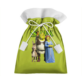 Подарочный 3D мешок с принтом Шрек Shrek в Курске, 100% полиэстер | Размер: 29*39 см | cartoon | fiona | shrek | болото | детям | комедия | кот в сапогах | мультик | огр | осел | персонажи мультфильмов | тролль | фиона | шрек