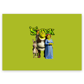 Поздравительная открытка с принтом Шрек Shrek в Курске, 100% бумага | плотность бумаги 280 г/м2, матовая, на обратной стороне линовка и место для марки
 | cartoon | fiona | shrek | болото | детям | комедия | кот в сапогах | мультик | огр | осел | персонажи мультфильмов | тролль | фиона | шрек