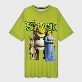 Платье-футболка 3D с принтом Шрек Shrek в Курске,  |  | cartoon | fiona | shrek | болото | детям | комедия | кот в сапогах | мультик | огр | осел | персонажи мультфильмов | тролль | фиона | шрек