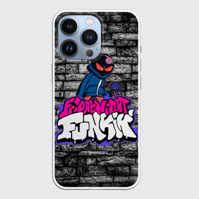 Чехол для iPhone 13 Pro с принтом Friday Night Funkin Bomb man B в Курске,  |  | Тематика изображения на принте: bomb | bombman | friday night funkin | man | белый | бомб | бомба | бомбмэн | кирпич | микрофон | мэн | рисовка | розовый | текстура | фиолетовый | фрайдэй | цвета | черный