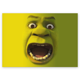 Поздравительная открытка с принтом Shrek Шрек в Курске, 100% бумага | плотность бумаги 280 г/м2, матовая, на обратной стороне линовка и место для марки
 | 20 | 4к | boots | cat | donkey | fiona | green | in | me | meme | memes | once | shrek | somebody | told | в | зеленый | кот | лет | мем | мемы | мульт | мультфильм | огр | огры | осел | сапогах | фиона | шрек