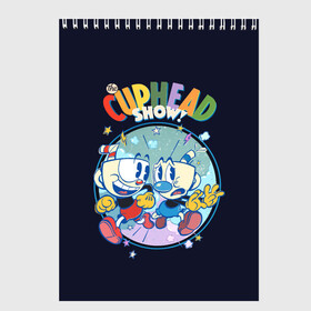 Скетчбук с принтом The Cuphead Show! в Курске, 100% бумага
 | 48 листов, плотность листов — 100 г/м2, плотность картонной обложки — 250 г/м2. Листы скреплены сверху удобной пружинной спиралью | Тематика изображения на принте: animation | cup | cuphead | gamer | mugman | retro | run and gun | shooter | анимация | ретро | чашек | чашка | чашкоголовый | шутер