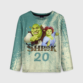 Детский лонгслив 3D с принтом Shrek в Курске, 100% полиэстер | длинные рукава, круглый вырез горловины, полуприлегающий силуэт
 | dreamworks | shrek | арт | лого | мультфильм | постер | шрек