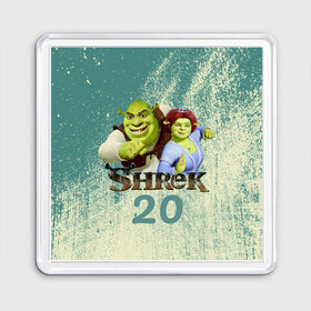 Магнит 55*55 с принтом Shrek в Курске, Пластик | Размер: 65*65 мм; Размер печати: 55*55 мм | dreamworks | shrek | арт | лого | мультфильм | постер | шрек