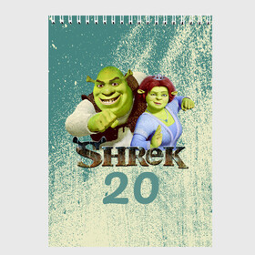 Скетчбук с принтом Shrek в Курске, 100% бумага
 | 48 листов, плотность листов — 100 г/м2, плотность картонной обложки — 250 г/м2. Листы скреплены сверху удобной пружинной спиралью | dreamworks | shrek | арт | лого | мультфильм | постер | шрек