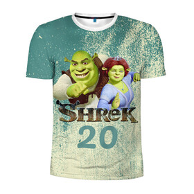 Мужская футболка 3D спортивная с принтом Shrek в Курске, 100% полиэстер с улучшенными характеристиками | приталенный силуэт, круглая горловина, широкие плечи, сужается к линии бедра | dreamworks | shrek | арт | лого | мультфильм | постер | шрек