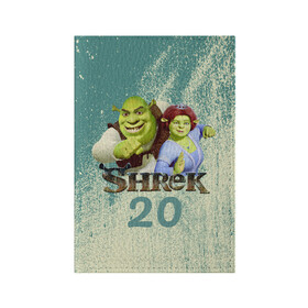 Обложка для паспорта матовая кожа с принтом Shrek в Курске, натуральная матовая кожа | размер 19,3 х 13,7 см; прозрачные пластиковые крепления | Тематика изображения на принте: dreamworks | shrek | арт | лого | мультфильм | постер | шрек