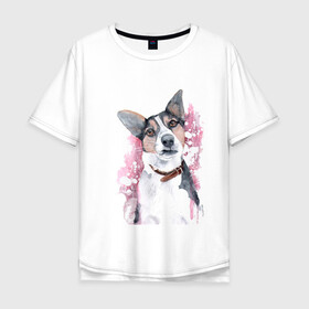 Мужская футболка хлопок Oversize с принтом Долька в Курске, 100% хлопок | свободный крой, круглый ворот, “спинка” длиннее передней части | животные | питомцы | собака | собаки | терьер